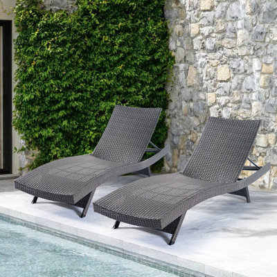 Tabatha All Weather Outdoor Patio Wicker HDPE Rattan Chaise Lounge Set (Set of 2) by Hokku Designs