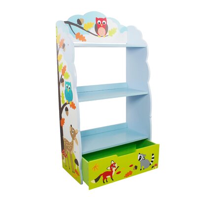 Teamson Kids Enchanted Woodland 3-Tier Bookshelf with Storage Drawer & Forest Animal Illustrations by Teamson Kids