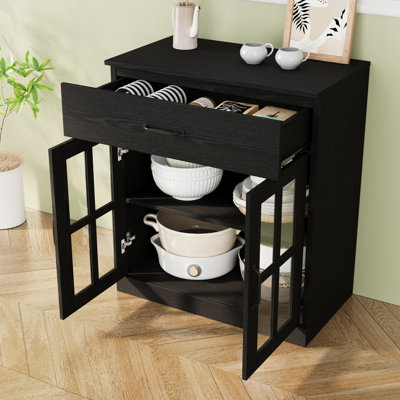 23.6W*31.5H Accent Cabinet With Glass Doors by Albrillo