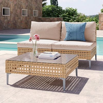 McBain Armless Wicker Sofa*2 And Coffee Table by ASCreate