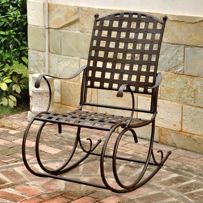 Arifa Nailhead Iron Patio Rocking Chair by Lark Manor