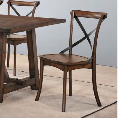 Brady Cross Back Side Chair in Dark Oak and Black (Set of 2) by Laurel Foundry Modern Farmhouse