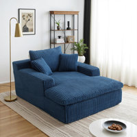 Khalif 51" Wide Chaise Lounge Sofa Chair with Stacked Cushions – No Assembly, Plush Corduroy Lounge Couch by Mercer41
