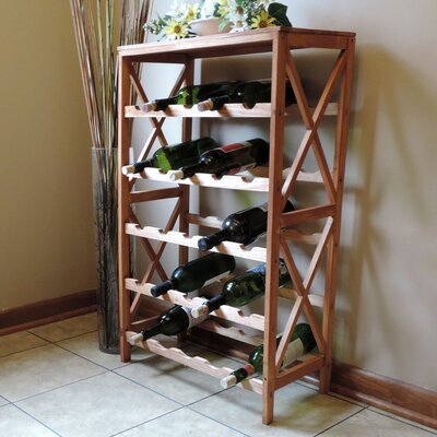 25 Bottle Floor Wine Rack - Freestanding Wine Bottle Holder with Tabletop by Gracie Oaks