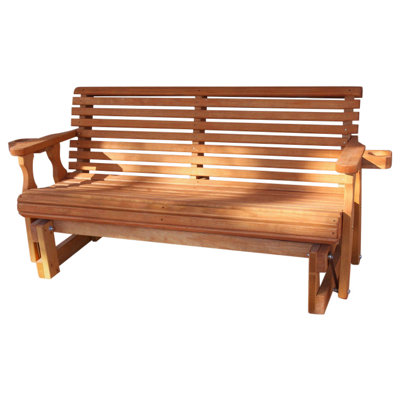 Heavy Duty 800 Lb Roll Back Treated Porch Glider Bench, 5ft, Cupholders by Amish Casual