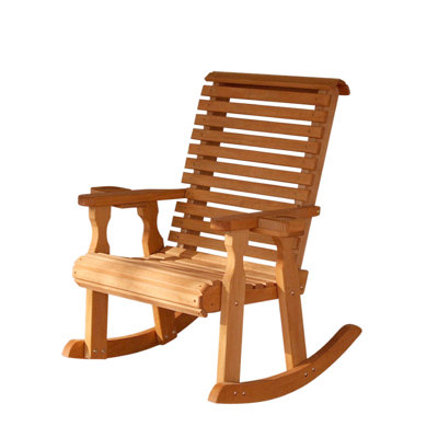 Heavy Duty 600 Lb Roll Back Treated Rocking Chair, Cupholders by Amish Casual