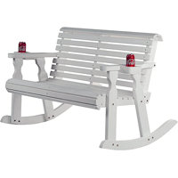 Amish Casual Heavy Duty 800 lbs Roll Back Treated Double Rocker Bench with Cupholders by Amish Casual