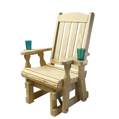 Heavy Duty 600 Lb High Back Mission Treated Glider Chair, Cupholders by Amish Casual