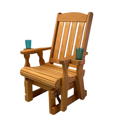 Heavy Duty 600 Lb High Back Mission Treated Glider Chair, Cupholders by Amish Casual