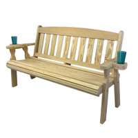 Amish Casual Heavy Duty 800 Lb Mission Pressure Treated Garden Bench with Cupholders (5 Foot) by Amish Casual