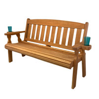 Amish Casual Heavy Duty 800 Lb Mission Pressure Treated Garden Bench with Cupholders (5 Foot) by Amish Casual