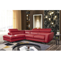 30" Wide Genuine Leather Left Hand Facing Sofa & Chais by AE Design