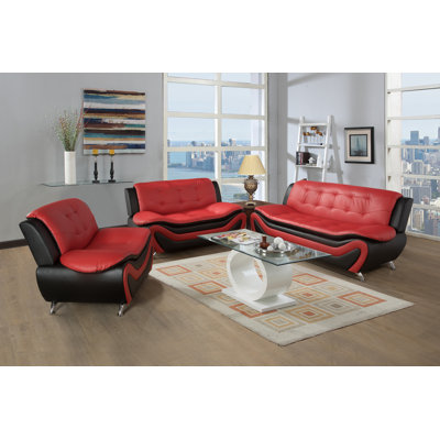 Izeck 3 Piece Faux Leather Living Room Set by Wrought Studio