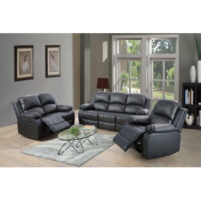 Dimitricus 3 Piece Faux Leather Reclining Foam Living Room Set by Latitude Run