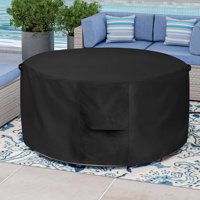 Round Fire Pit Cover, All-Weather Dustproof Black Patio Fire Pit Cover by Arlmont & Co.