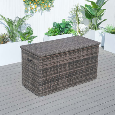 286-Gallon Large Outdoor Storage Box – Aluminum Frame, Waterproof Liner, Dual Gas Lifts by Abrihome