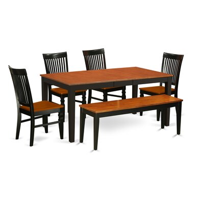 Cleobury 6 - Person Butterfly Leaf Rubberwood Solid Wood Dining Set by August Grove