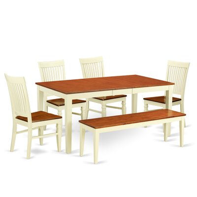 Cleobury 6 - Person Butterfly Leaf Rubberwood Solid Wood Dining Set by August Grove