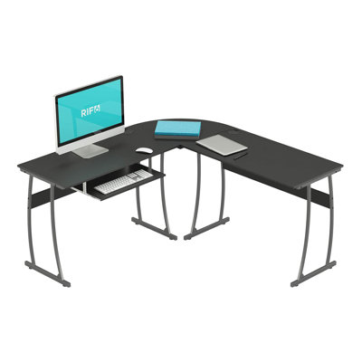 RIF6 L Shaped Modern Computer Office Desk w/ Keyboard Tray, Easy Assembly by Mohawk Group