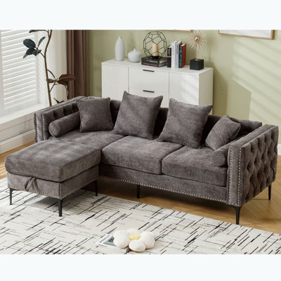 85" Chenille Tufted Sectional Sofa by Latitude Run