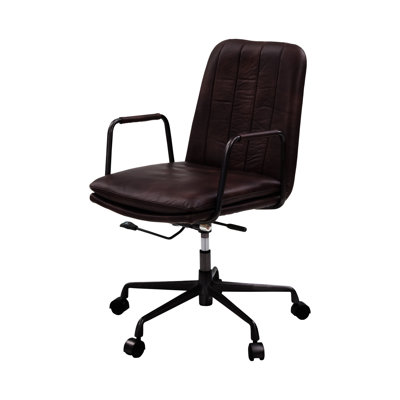 Lamori Office Chair In Rum Top Grain Leather by 17 Stories