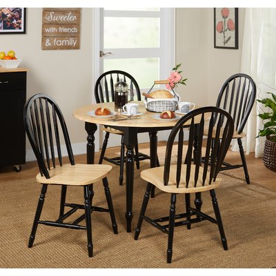 Cecelia 5 - Piece Drop Leaf Rubberwood Solid Wood Dining Set by Alcott Hill