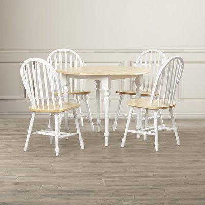 Cecelia 5 - Piece Drop Leaf Rubberwood Solid Wood Dining Set by Alcott Hill