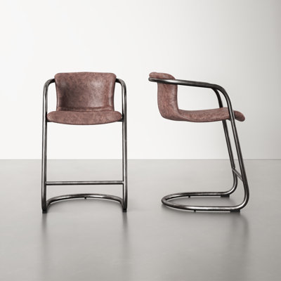 Higbee Genuine Leather Bar & Counter Stool by AllModern