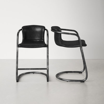 Higbee Genuine Leather Bar & Counter Stool by AllModern