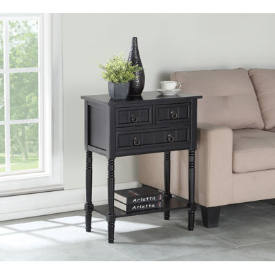 Meayki 3 Drawers Console Table with Solid Wood Legs by Alcott Hill