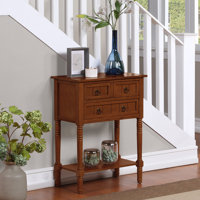Meayki 3 Drawers Console Table with Solid Wood Legs by Alcott Hill