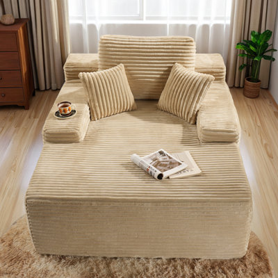 Cloudelle Oversized Plush Corduroy Chaise Lounge Chair by Ebern Designs