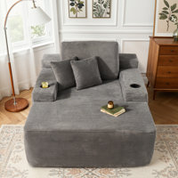 Cloudelle Oversized Plush Corduroy Chaise Lounge Chair by Ebern Designs