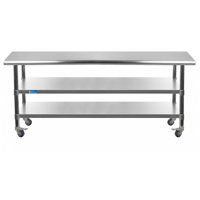 24x60 Rolling Prep Table With Stainless Steel Top And 2 Shelves by Amgood
