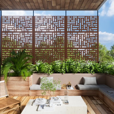 72"H×47"W×16"D Outdoor Metal Privacy Screen by Wooakway
