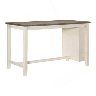 Modern Antique White And Rosy Brown 1Pc Counter Height Table With Built-In Shelves Wooden Multifunctional Kitchen Dining Room Furniture by Wentygam