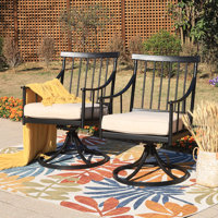 Aiona Swivel Patio Dining Armchair with Cushion by Lark Manor