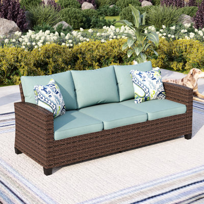Argyri Stylish Wicker Outdoor Patio Sofa & All-Weather Rattan by Lark Manor