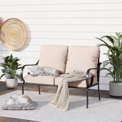 Asfand Outdoor Patio Loveseat with Cushions by Lark Manor