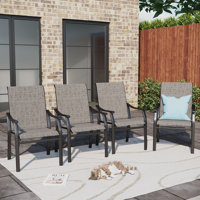 Taline Powder-Coated Patio Dining Chairs With Sling Back(Set Of 4) by Wildon Home