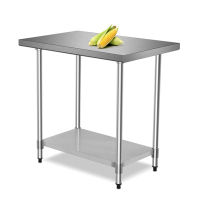 Modern Stainless Steel Food Preparation Kitchen Table, Silver by FORCLOVER