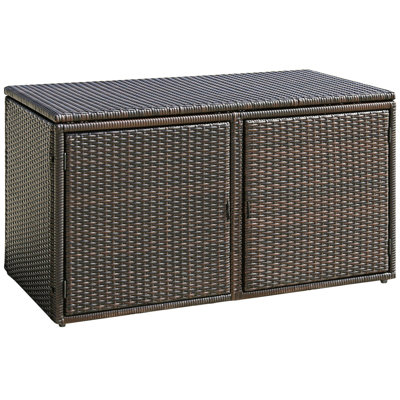 88 Gallon  Patio Rattan Storage Box,Brown by FORCLOVER