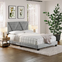 Boyd Sleep Vector Upholstered Velvet Platform Bed, Adjustable Height Headboard, No box Spring Required by Boyd Sleep