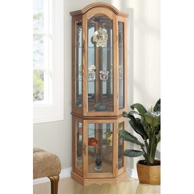 Clayborne Floor Standing 5 Sided Lighted Corner Wall Mounted Curio Cabinet by Astoria Grand