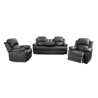 GS28XX 3-Piece Vegan Leather Manual Reclining Living Room Sofa Set