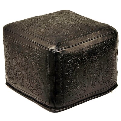 Navarette 20" Wide Genuine Leather Square Pouf Ottoman by Astoria Grand