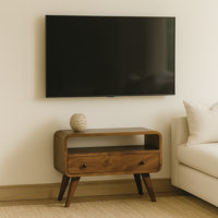 Mini Chestnut Curved Media Unit