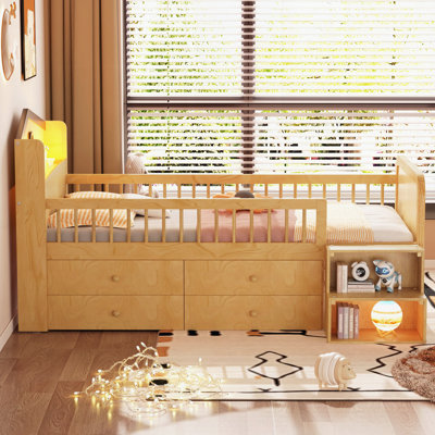 Wooden Bed With House Shape Headboard,Bed With Storage Drawers by Sotorysofa