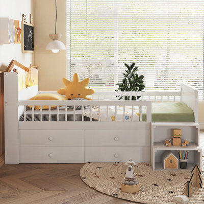 Wooden Bed With House Shape Headboard,Bed With Storage Drawers by Sotorysofa