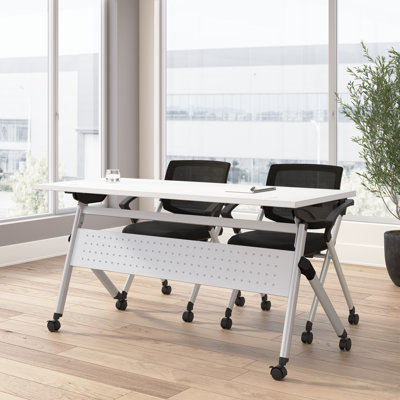 Bush Business Furniture Envision Training Table And 2 Folding Chairs With Arms by Bush Business Furniture